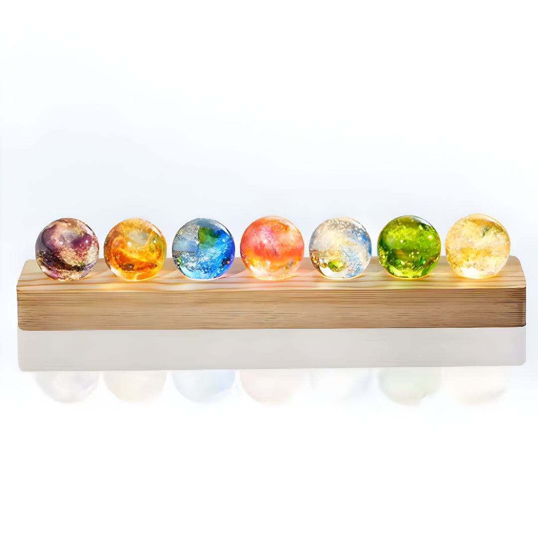 Gwiezdne Kule – Lampa LED z 7 Kryształowymi Kulami Szczęścia